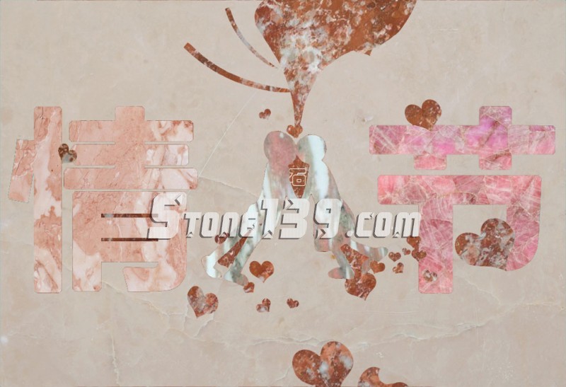 情人節主題大理石拼花裝飾設計效果圖