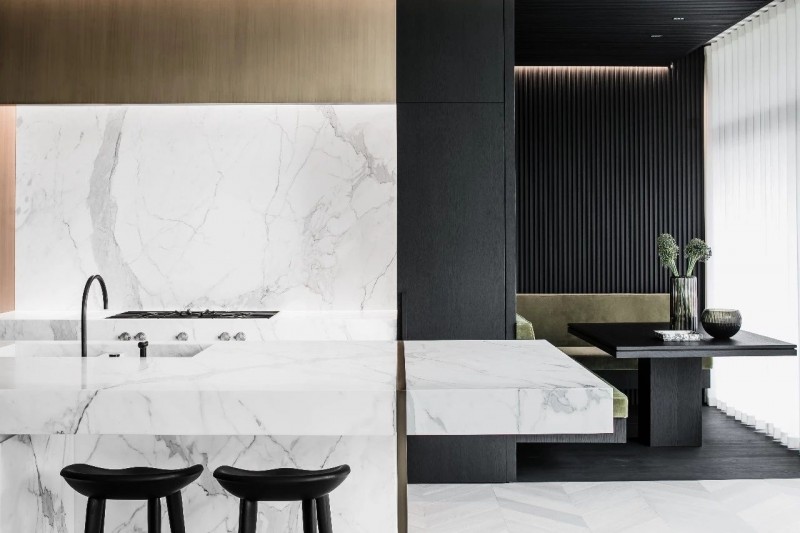 大理石裝飾的室內空間 黑白灰色經典國際范