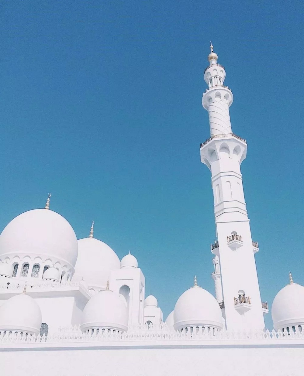 阿聯酋首都阿布扎比大清真寺通體漢白玉包裹，耗費46噸黃金，耗時12年.