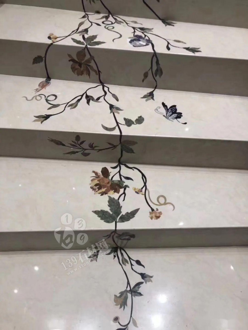 美呆了！大理石樓梯追紋（水刀拼花）效果制作工藝全流程介紹