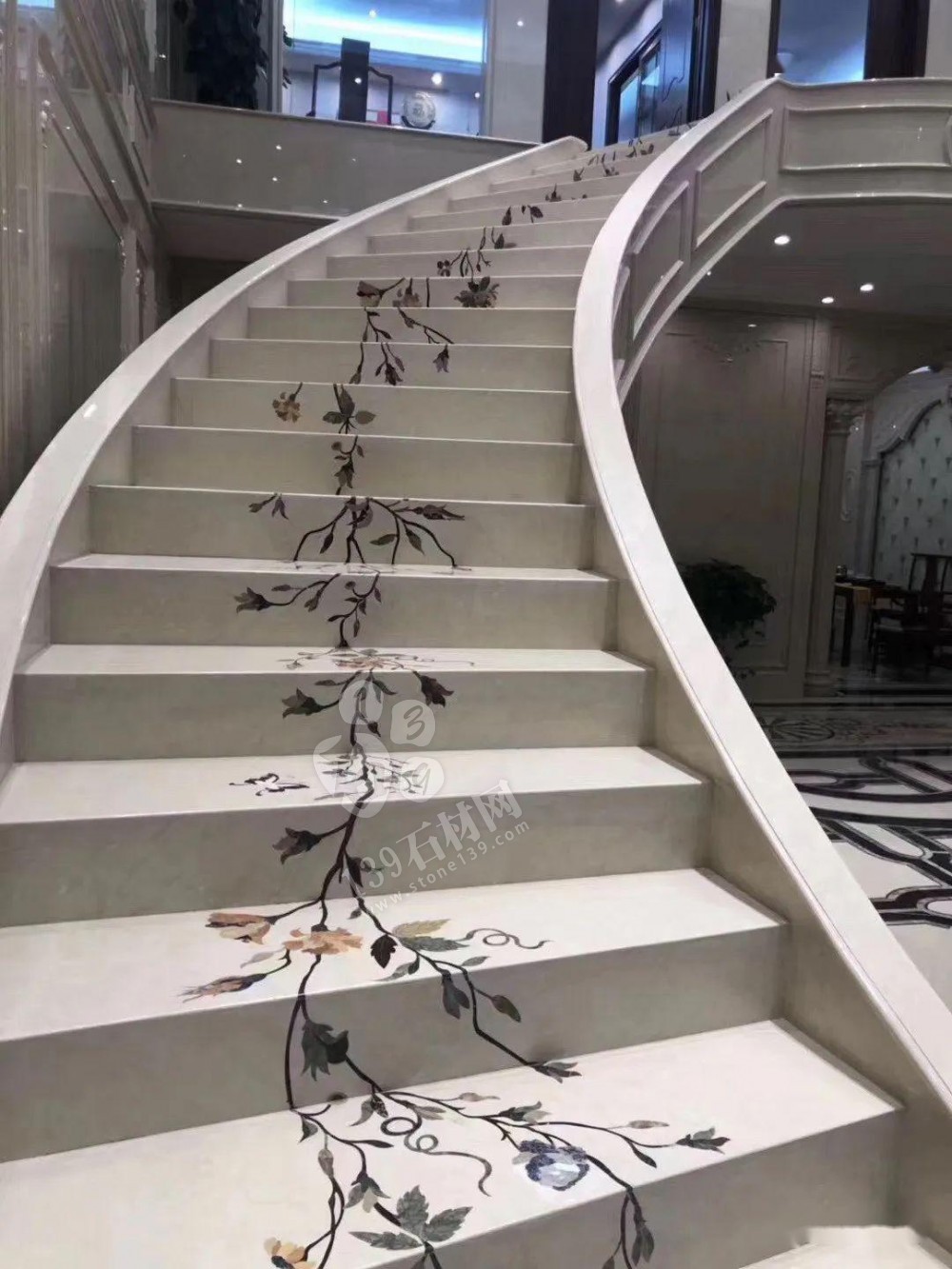 美呆了！大理石樓梯追紋（水刀拼花）效果制作工藝全流程介紹