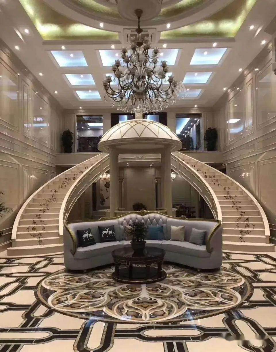 美呆了！大理石樓梯追紋（水刀拼花）效果制作工藝全流程介紹